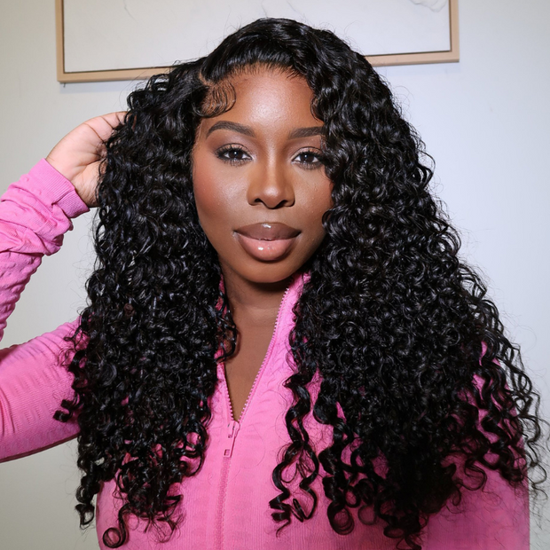 13x6 Full Transparent Lace Kinky Curly Wig Natural Black Color