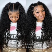 Water Wave 13x6 Full Transparent Lace Wig Natural Black Color