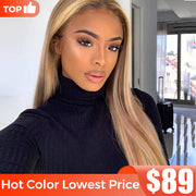 Flash Sale Customized Blonde Balayage on Brown Hair Transparent Lace Frontal Wig Ashimary Hair