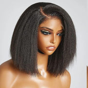 Summer Style Wear & Go Bob Wig Kinky Straight HD Lace Closure Wig with Pre-Bleached Knots