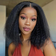 Summer Style Wear & Go Bob Wig Kinky Straight HD Lace Closure Wig with Pre-Bleached Knots