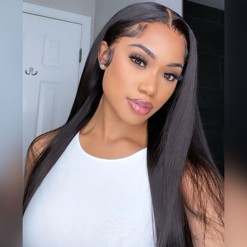 BOGO SALE: $139=Natural Color 16'' Straight Glueless 4x4 Closure Wig+12''BOB Kinky Curly 4x4 Glueless Wig