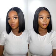 Double Drawn High Density Straight Bob 13x4 HD Frontal Wigs Pre-Cut Lace Pre Bleached Knots