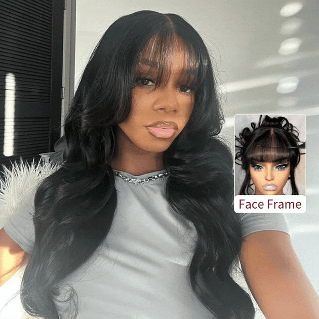 Layer Cut Body Wave With Bang 360 Invisi Strap Lace Frontal Wig Glueless Salon Hairstyles Rosy Wink