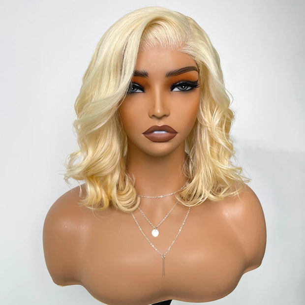 Salon Body Wave Blonde 613 5x5 Closure HD Lace Bob Wig 100% Virgin Human Hair