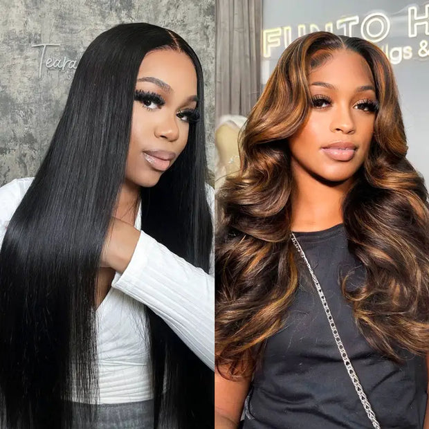 Ashimary 13x4 Lace frontal straight thick wig with highlight body wave wig $1 for a wig