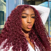 Ashimary human hair burgundy deep wave bob wig for 1$ with kinky straight lace frontal wig 