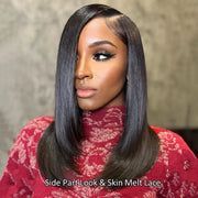 Butterfly Cut Straight Pre Layered 5x5 Lace Closure Bob Wig Human Hair Salon Hairstyle Transparent Melt Lace