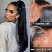 Silky Straight Invisi-Strap™ Snug Fit 360 Transparent Lace Frontal Bleached Knots Pre Cut Lace Wig