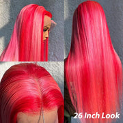 Barbie-Pink-Highlight-Straight-Hair-13x4-Transparent-Lace-Frontal-Wig-Human-Hair