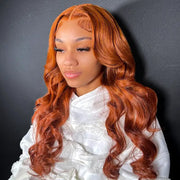 Throw Go On Glueless Copper Brown 35# Body Wave Lace Wigs Beginner Friendly