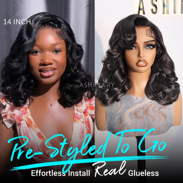Pre-Styled Body Wave Short Bob Wig Transparent Lace Wigs