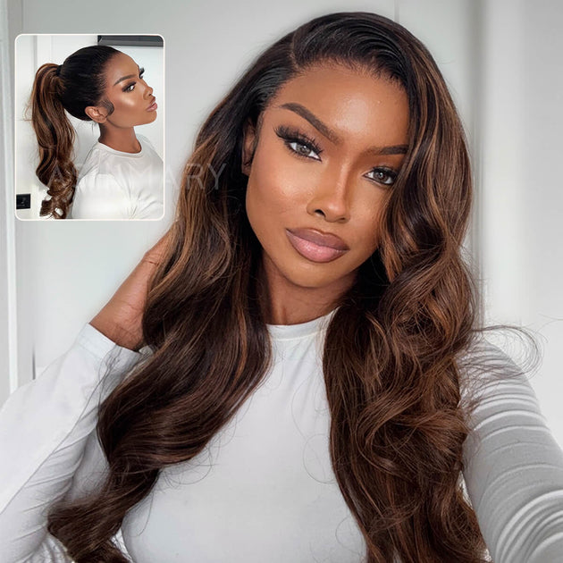 Pre-Layered Balayage Body Wave Wig – Glueless 360 Skin  display picture 2