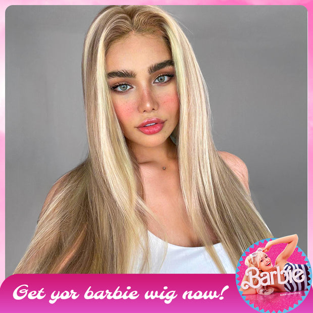 barbie-Blonde-Balayage-on-Brown-color-Wear-go-Straight-Hair-4x4-5x5-hd-Transparent-lace