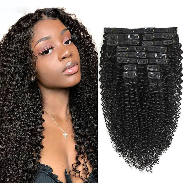 Flash Sale Kinky Curly Hair Clip Ins Human Hair Extensions Ashimary
