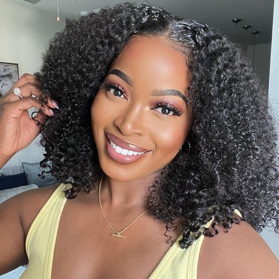 BOGO 10A Short Kinky Curly Hd Transparent Lace Frontal Bob Wigs