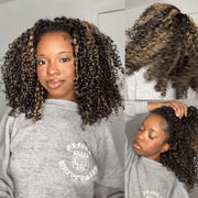 Blonde Highlight Water Wave QuickCurl Drawstring Half Wig