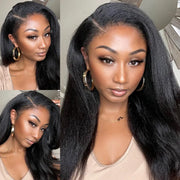 4C Edge Kinky Straight Transparent Lace Front Wigs