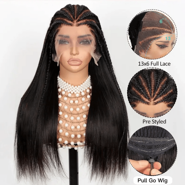 Ashimary Pull Go 13x6 Full Wig Half Braid Straight Ashimary Pull Go 13x6 Full Wig Half Braid Straight