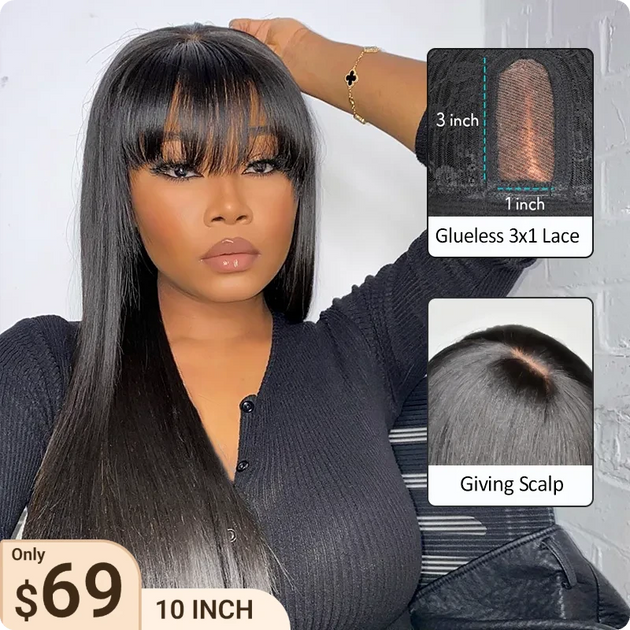 Pull Go 3x1 Lace Double Drawn Bob Wig True Scalp Bang Wig Bone Straight  Silky Glueless High Density Human Hair