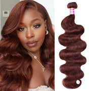 3 Bundles Reddish Brown Body Wave / Straight Hair Bundles Brazilian Natural Human Hair