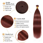3 Bundles Reddish Brown Body Wave / Straight Hair Bundles Brazilian Natural Human Hair