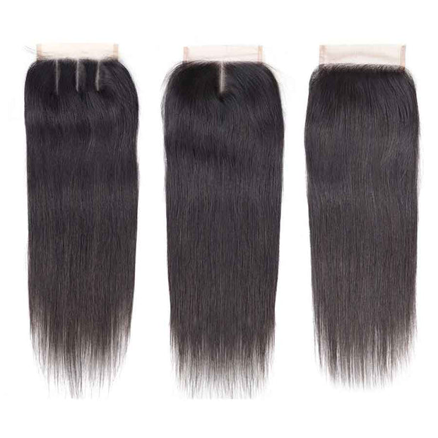 Ashimary Straight Hair 4x4Inchs Lace Closure Natural Color Remy Hair Closure 100% Human Hair - ashimaryhair