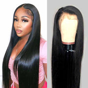 Straight 180%/250% Density 13*4 Lace Frontal Wigs Straight Brazilian Human Hair Natural Color