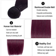Ombre Burgundy Mixed Brazilian Human Hair Straight/ Body Wave Hair Bundles - ashimaryhair