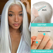 White 4x4 5x5 Glueless Lace Closure Wigs Straight Ashimary Virgin Hair