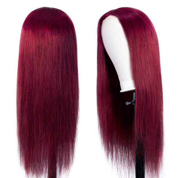 99J Burgundy Straight 4x4 5x5 6x6 Glueless Lace Closure Wig Ashimary Virgin Hair