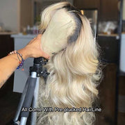Blonde Wig With Dark Roots 1B/613 13x4 Full Transparent HD Lace Front Wigs