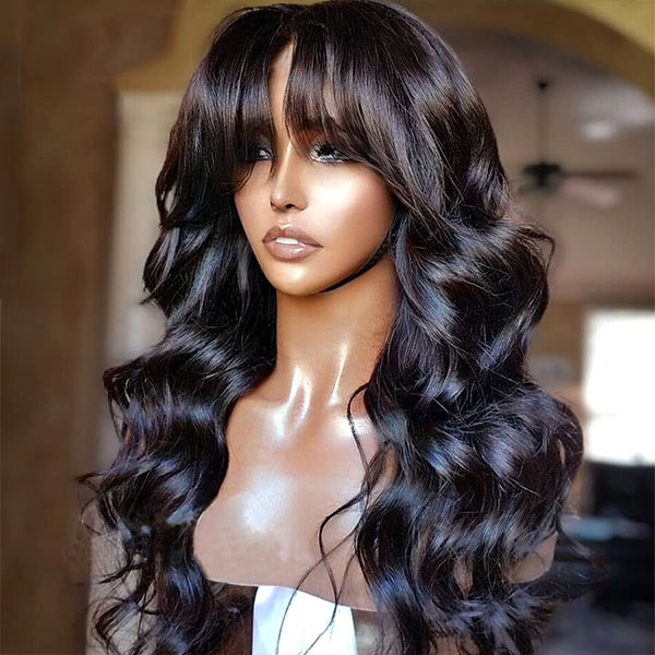 $85 for 20" Throw on & Go Body Wave Wig with Bangs Cost-effective Wig 10A Human Hair
