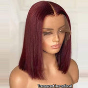 Blunt Cut Bob Burgundy 99J Color Straight Hair Wig High Density