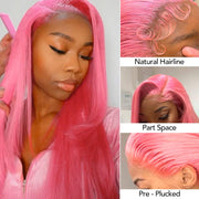 barbie ashimary hair pink wig pink lace front wig pink wig with bangs