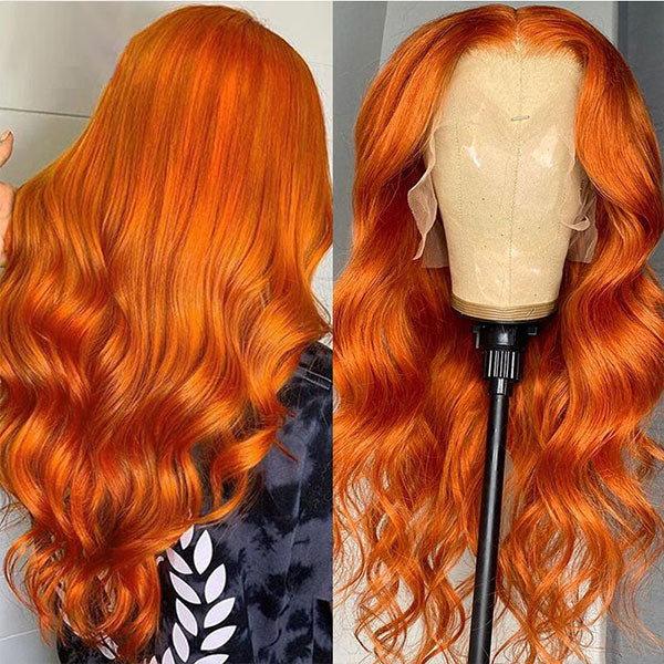 Ginger Color 13x4 13x6 Lace Wigs Body Wave 180% 250% Density Lace Front Wigs Ashimary Virgin Hair