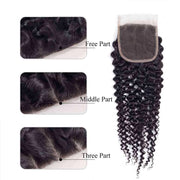 9A Kinky Curly 3 Bundles with Lace Closure Natural Color Brazilian Virgin Hair - ashimaryhair