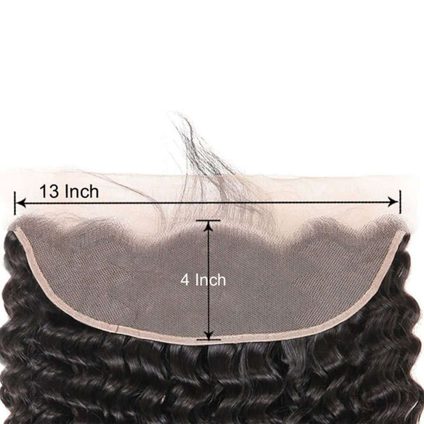 10A Deep Wave Brazilian Hair 3 Bundles With Frontal Human Hair - ashimaryhair
