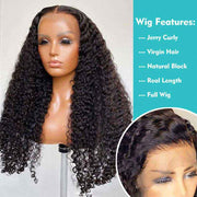 Long Wig | Jerry Curly 13x4 Transparent HD Lace Frontal Wig Human Hair 28-38 Inch