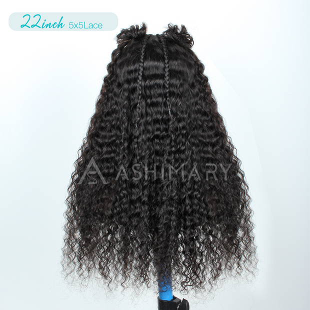 Micro French Braids Human Hair 5x5 Lace Natural Color Daily Wear Wig