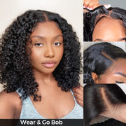 TikTok Sale Wear & Go Kinky Curly Bob Wig 4x4/6x4.5/13x4 Pre-cut Lace Glueless Wigs 180% Beginner Friendly