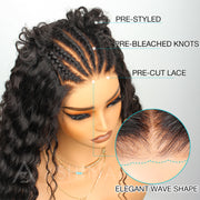 Micro French Braids Human Hair 5x5 Lace Natural Color Daily Wear Wig