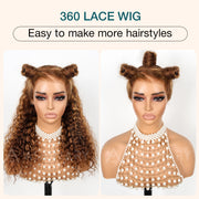 Flash Sale Invisi-Strap Snug Fit 360 HD Transparent Lace Water Wave Wig P4/27 Highlight Ombre Color Pre Plucked Hair
