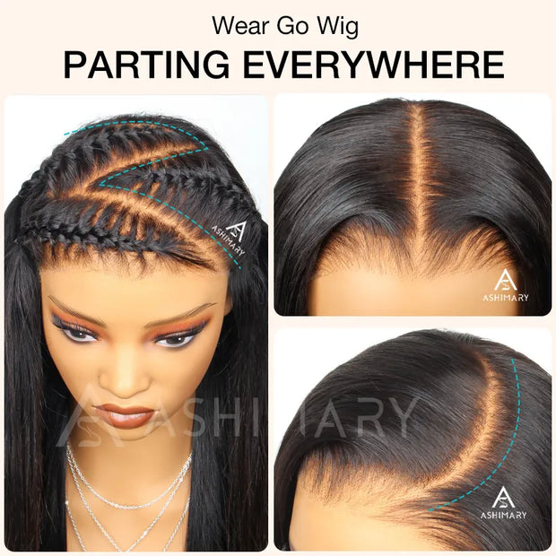 Yaki Straight 10x6 Parting Max Wear and Go Glueless Bye Bye Knots Pre Cut Lace Wig Ashimary