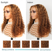 Flash Sale Invisi-Strap Snug Fit 360 HD Transparent Lace Water Wave Wig P4/27 Highlight Ombre Color Pre Plucked Hair