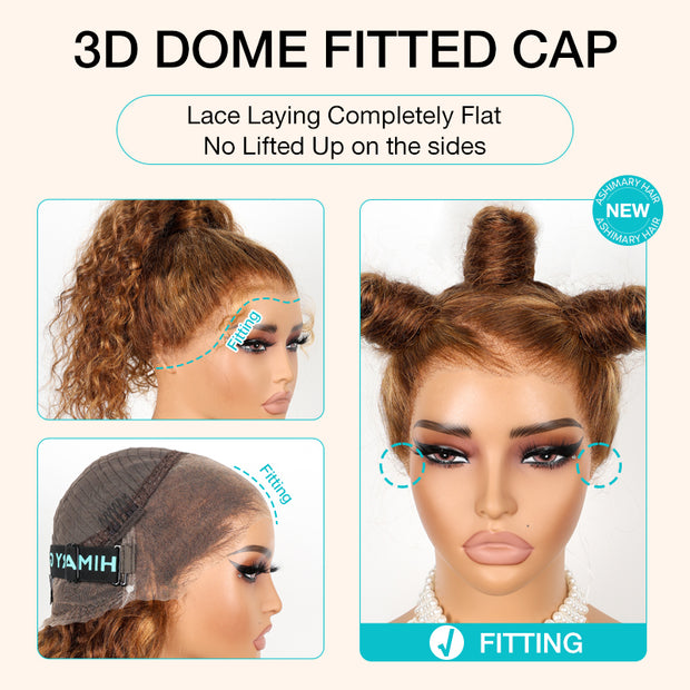 Flash Sale Invisi-Strap Snug Fit 360 HD Transparent Lace Water Wave Wig P4/27 Highlight Ombre Color Pre Plucked Hair
