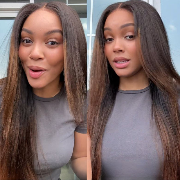 Flash Sale Highlight Bob Yaki Straight Human Hair 180% Density Pre Bleached Tiny Knots Glueless Wig