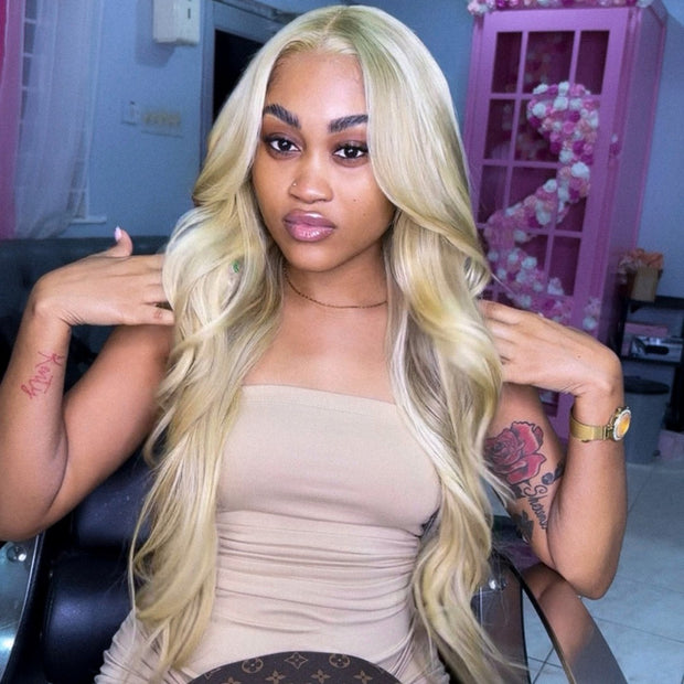 Flash Sale Customized Blonde Balayage on Brown Hair Transparent Lace Frontal Wig Ashimary Hair