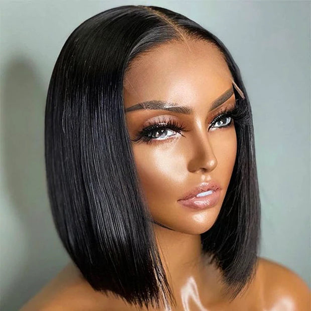 10 Inches 4x4 Lace Closure Bob Wig Human Hair Wigs Pre Plucked Straight Short Wig