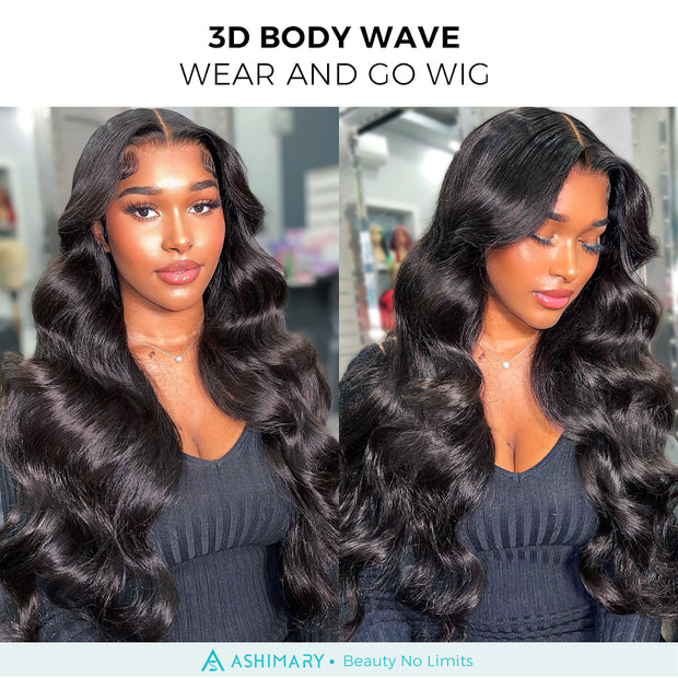 30 seconds wear and go 3D body wave human hair wig 